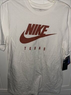 UT Austin Nike White T-Shirt with Rust Texas Logo